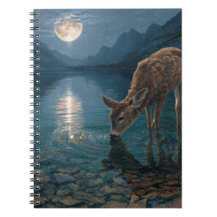 Moonlit Deer Tranquil Lake Notebook