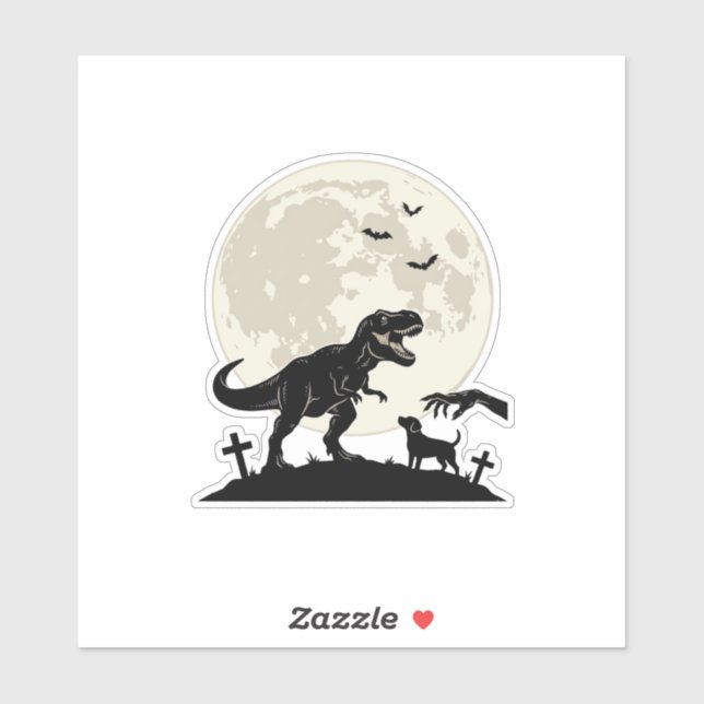 Moonlit Dinosaur Dog Graveyard Silhouette Shirt_1 (Sheet)
