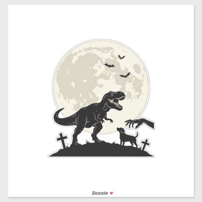 Moonlit Dinosaur Dog Graveyard Silhouette Shirt_1 (Sheet)