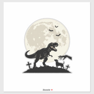 Moonlit Dinosaur Dog Graveyard Silhouette Shirt_1