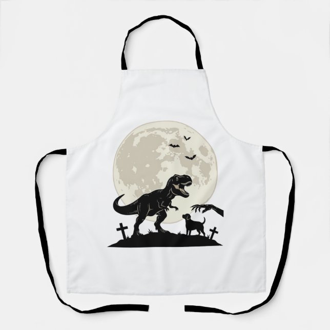 Moonlit Dinosaur Dog Graveyard Silhouette Shirt_1 Apron (Front)