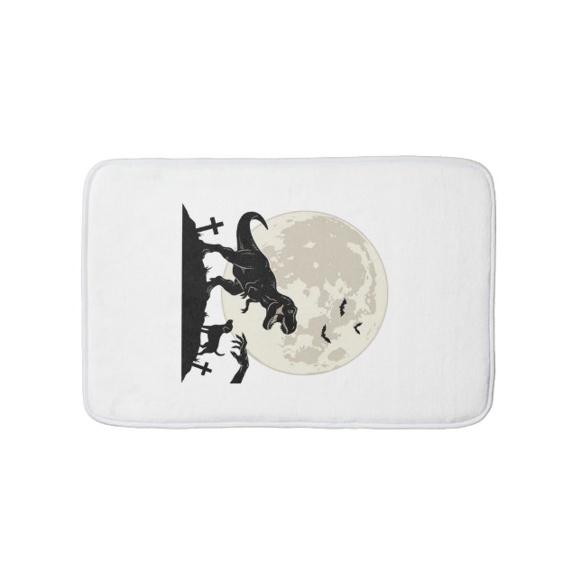 Moonlit Dinosaur Dog Graveyard Silhouette Shirt_1 Bath Mat (Front)