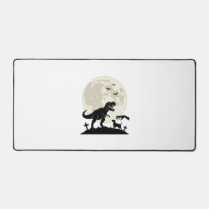 Moonlit Dinosaur Dog Graveyard Silhouette Shirt_1 Desk Mat