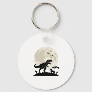 Moonlit Dinosaur Dog Graveyard Silhouette Shirt_1 Key Ring