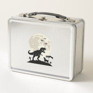 Moonlit Dinosaur Dog Graveyard Silhouette Shirt_1 Metal Lunch Box