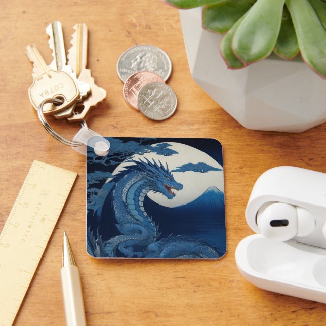 Moonlit Dragon of Fuji Keychain (Desk)