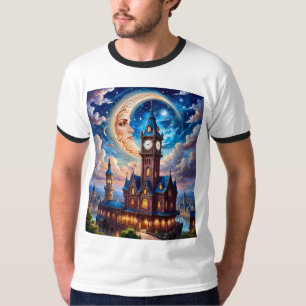 Moonlit Dream Castle Fantasy T Shirt