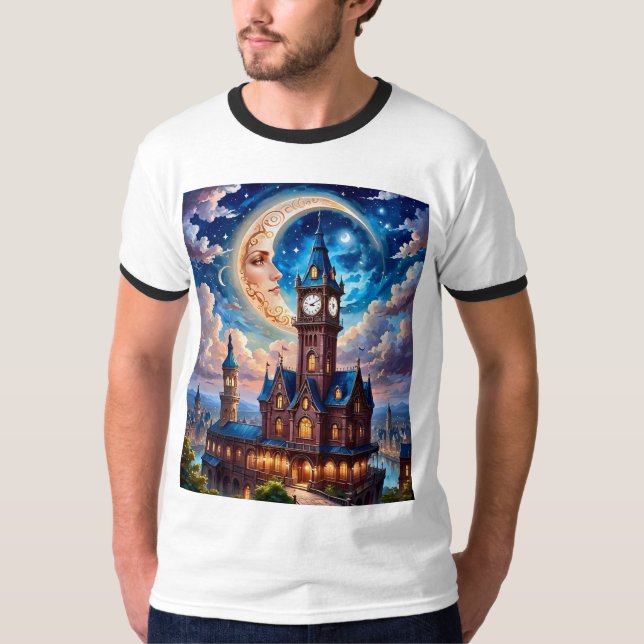 Moonlit Dream Castle Fantasy T Shirt (Front)