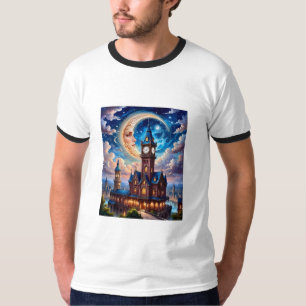 Moonlit Dream Castle Fantasy T Shirt