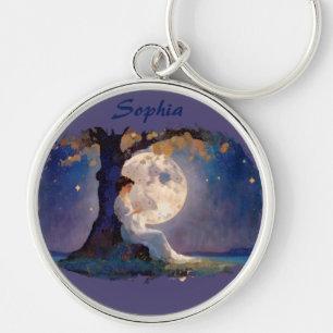 Moonlit Dreamer - Serene Night Sky Key Ring