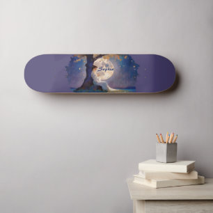 Moonlit Dreamer - Serene Night Sky Skateboard