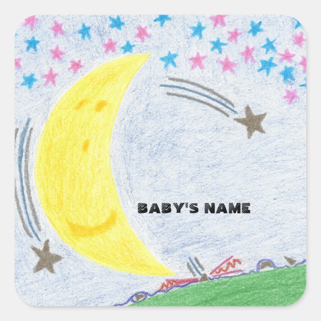 Moonlit Dreams Baby Shower or New Baby Stickers (Front)