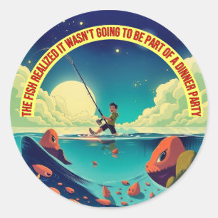 Moonlit Dreams: Fishing Under the Stars Classic Round Sticker