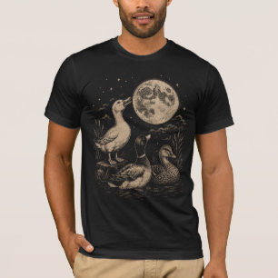 Moonlit Duck Trio – Vintage Engraved T-Shirt Desig