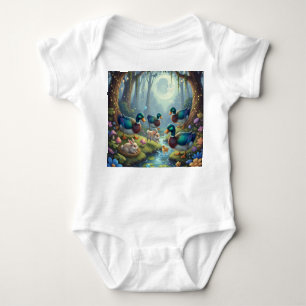 Moonlit Ducklings' Forest Baby Bodysuit