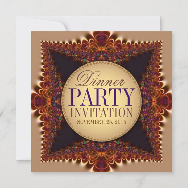 Moonlit Earth Lace Adult Dinner Party Invitations (Front)