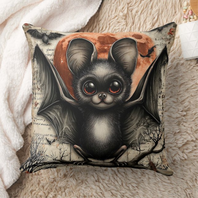 Moonlit Echo: The Velvet-Winged Sentinel Cushion (Blanket)