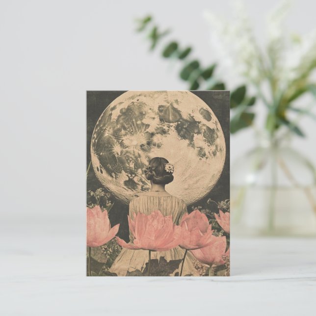 Moonlit Elegance - Back View of Woman with Moon (Standing Front)