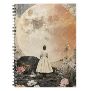 Moonlit Elegance - Back View of Woman with Moon 2 Notebook
