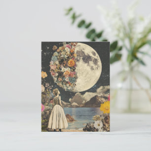Moonlit Elegance - Woman with Moon (2) Postcard