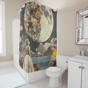 Moonlit Elegance - Woman with Moon (2) Shower Curtain