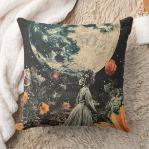 Moonlit Elegance - Woman with Moon (3) Cushion