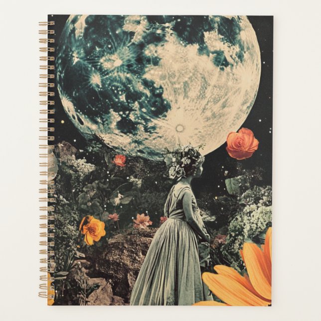 Moonlit Elegance - Woman with Moon (3) Planner (Front)