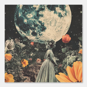 Moonlit Elegance - Woman with Moon (3) Wallpaper