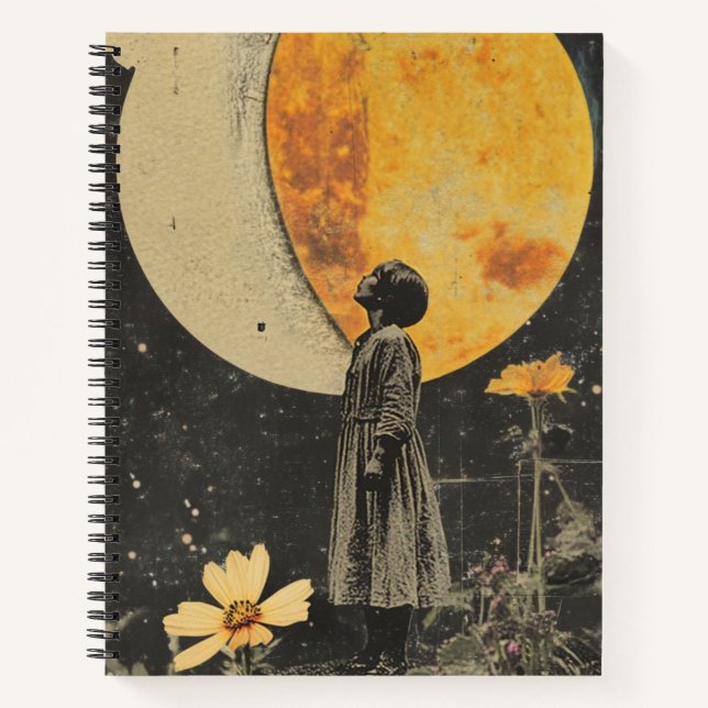 Moonlit Elegance - Woman with Moon Notebook (Front)