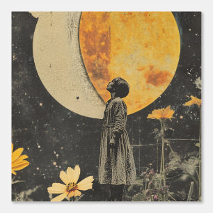 Moonlit Elegance - Woman with Moon Wallpaper