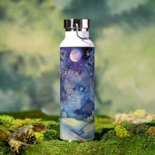 Moonlit Enchanted Forest Nightscape Water Bottle