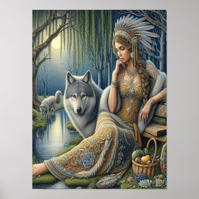 Moonlit Enchantment in the Mystic Forest12x16 Poster (Front)