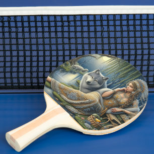 Moonlit Enchantment in the Mystic Forest Ping Pong Paddle