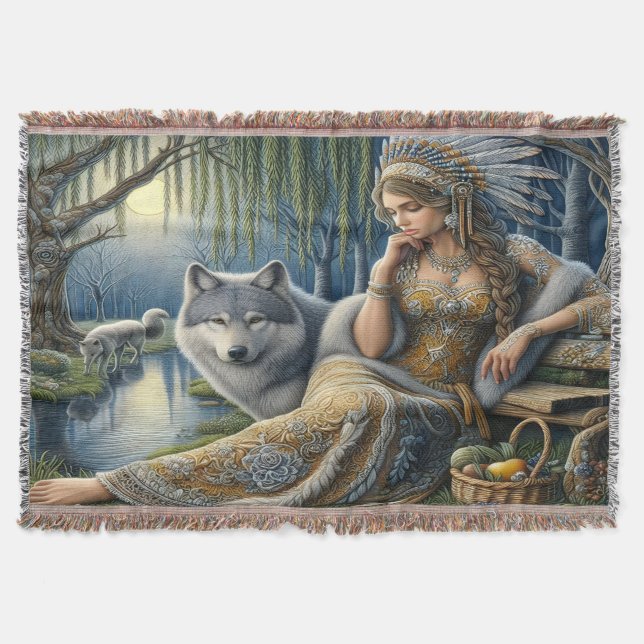 Moonlit Enchantment in the Mystic Forest Throw Blanket (Front)