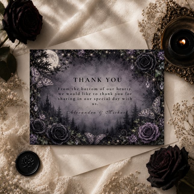 Moonlit Fairy Goth Wedding Thank You Card (Creator Uploaded)