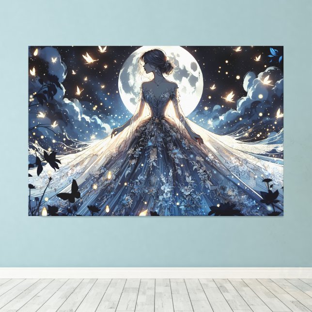 Moonlit Fairy Princess Celestial Gown Canvas Print (Insitu(Wood Floor))