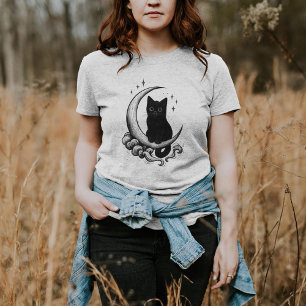 Moonlit Familiar – Black Cat on Crescent Moon Sweatshirt