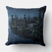 Moonlit Floating Terrace Throw Pillow