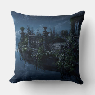 Moonlit Floating Terrace Throw Pillow