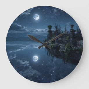 Moonlit Floating Terrace Wall Clock