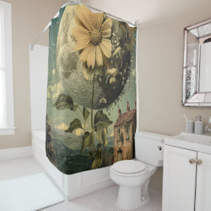 Moonlit Flower & Vintage Charm Shower Curtain