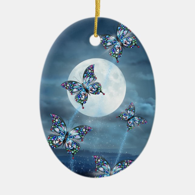 Moonlit Flutter Ceramic Tree Decoration (Front)
