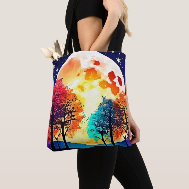 Moonlit Forest Fantasy Art Tote Bag (Close Up)
