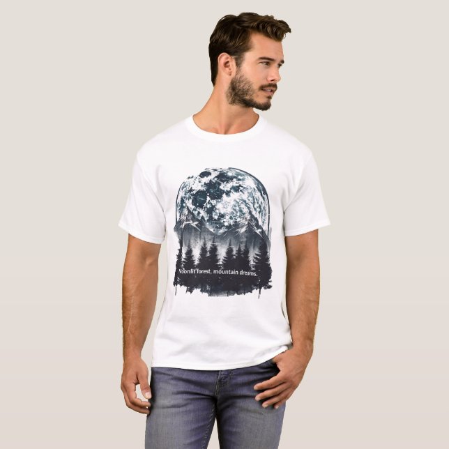Moonlit Forest Mountain Dreams Men's T-Shirt (Front Full)