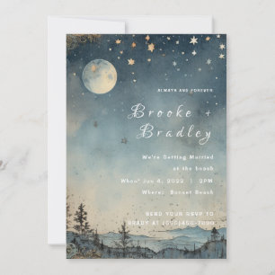 Moonlit Forest Night Sky Wedding Invitation