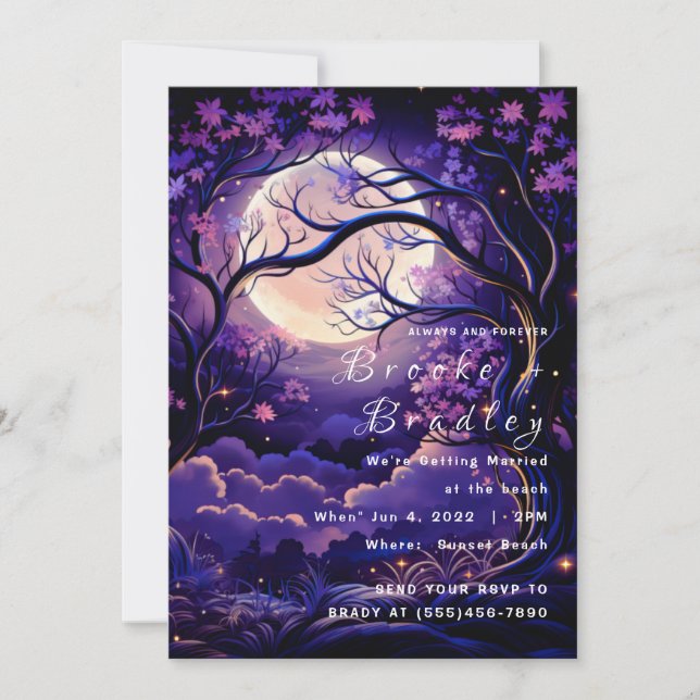 Moonlit Forest Night Wedding Invitation (Front)