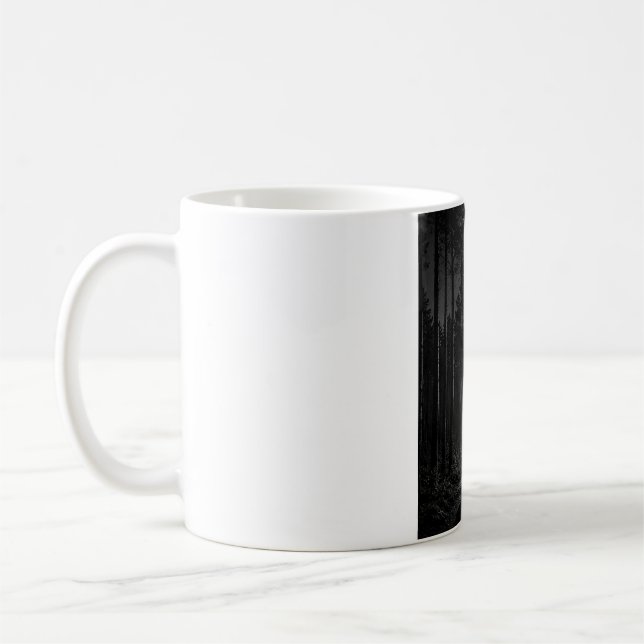 Moonlit Forest Wanderer Black and White Mug (Left)