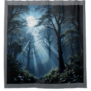 Moonlit Forest Whispers Shower Curtain Design