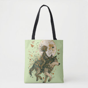 Moonlit Forest Wolf Tote Bag
