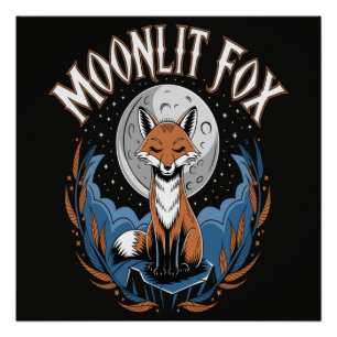 Moonlit Fox Celestial Night Poster